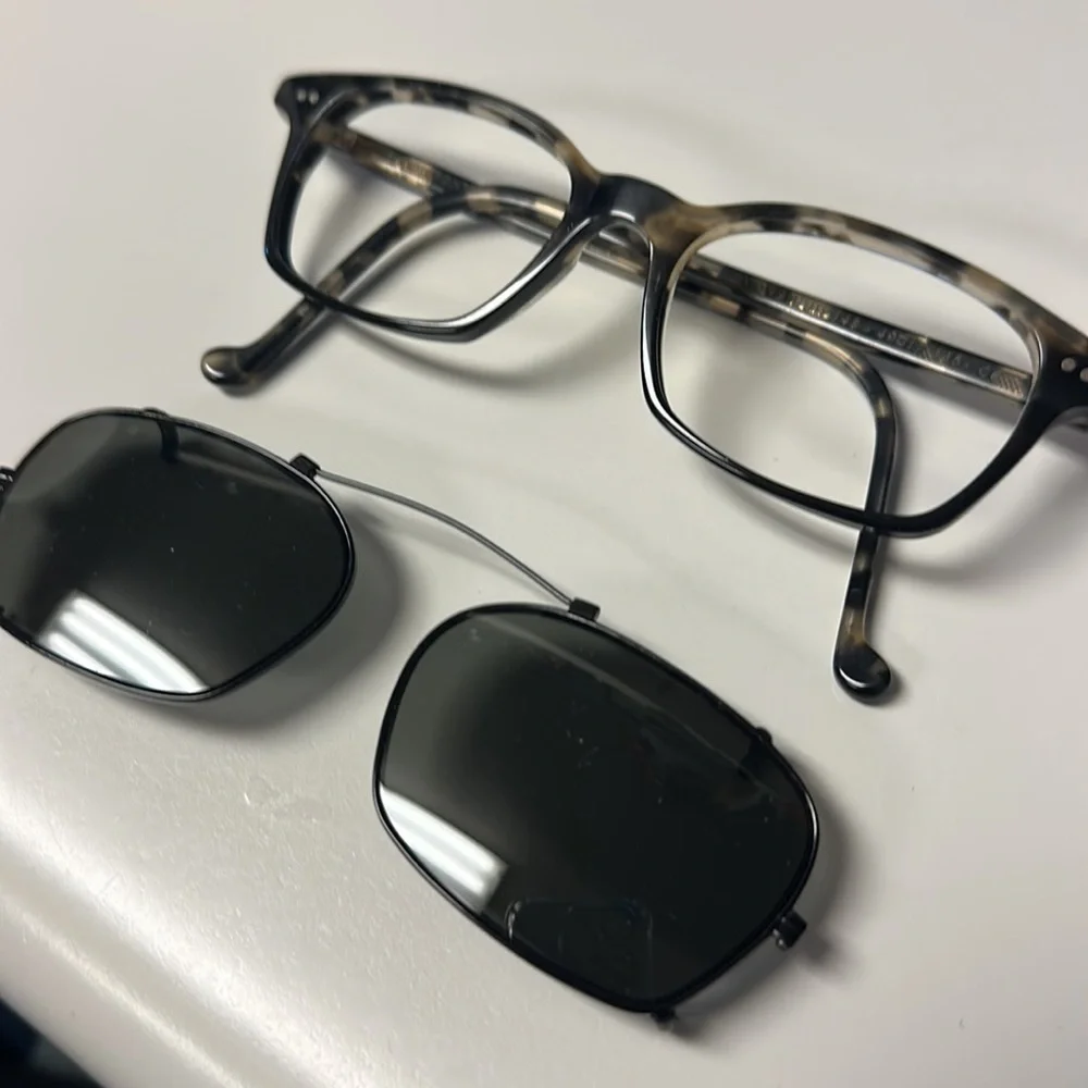 Stylish Black and Gray Glasses with Clip-On Lenses - Picture 2 of 7